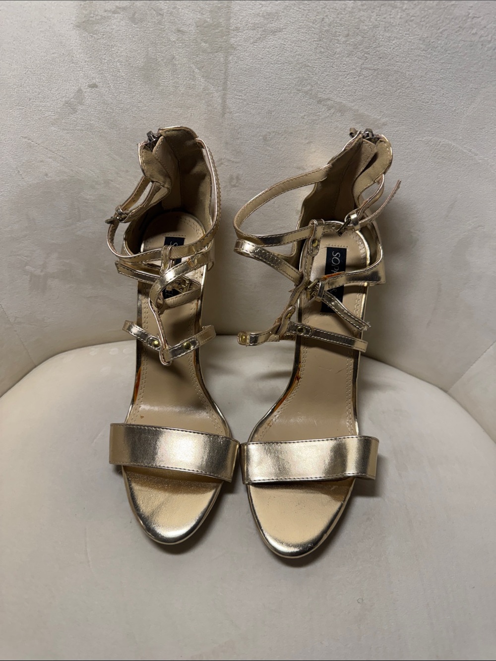 Sophia & Lee Gold Strappy High Heel Sandals